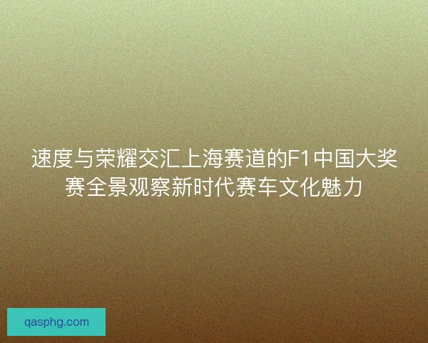 速度与荣耀交汇上海赛道的F1中国大奖赛全景观察新时代赛车文化魅力
